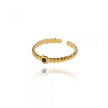 Round Bead Black Diamond Green Diamond Ring