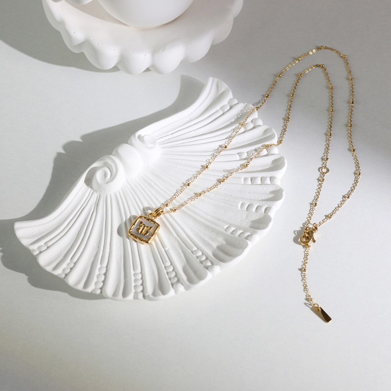 Cast Butterfly Shell Square Necklace 