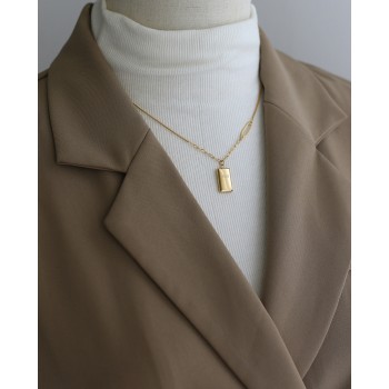 Gold Brick Small Gold Bar Diamond Necklace