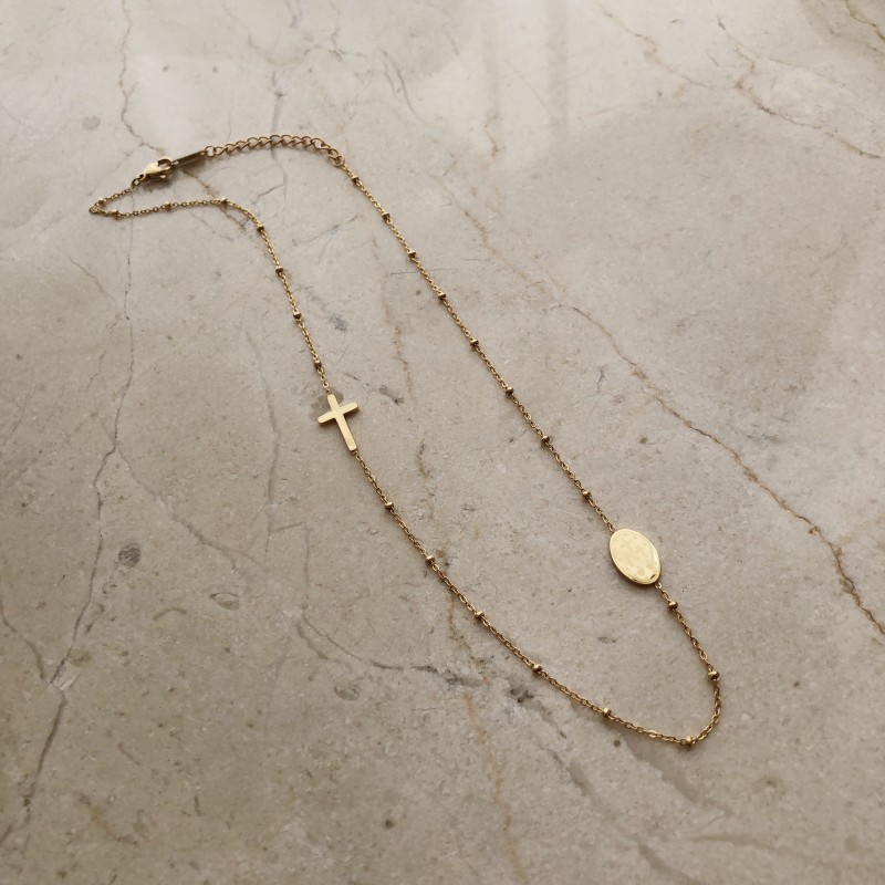 Coin Jesus Cross Bead Pendant 