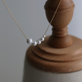 Gradient Bubble Five Pearl Necklace Short Chain 