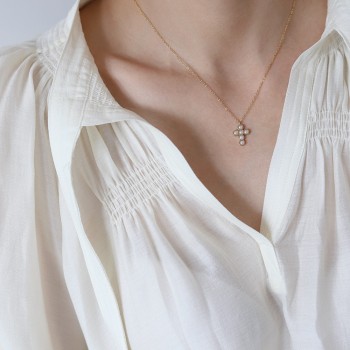 Vintage Pearl Cross Necklace