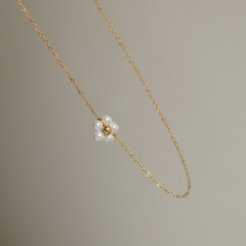 Handmade Flower Daisy Girl Student Glass Pearl Necklace