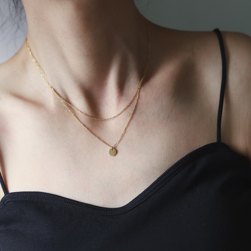 Geometric Hexagon Necklace Double Clavicle Chain 