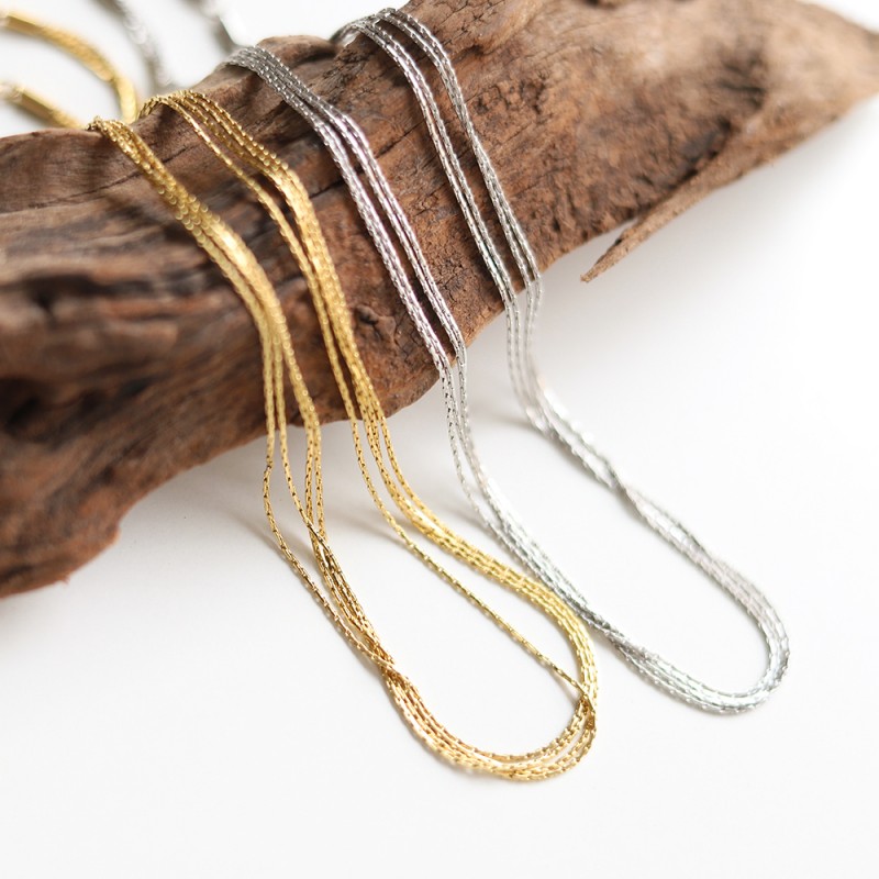 Silk Slip Gold Thread Necklace Multi-Layer Clavicle Chain 