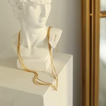Silk Slip Gold Thread Necklace Multi-Layer Clavicle Chain 