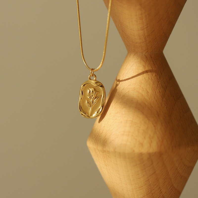 Rose Tulip Coin Irregular Flower Necklace 