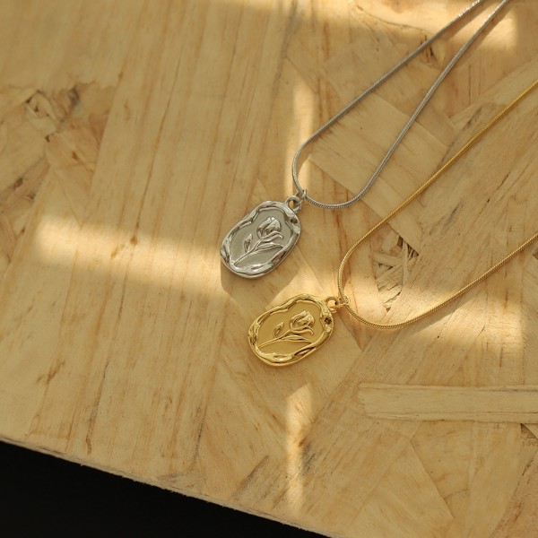 Rose Tulip Coin Irregular Flower Necklace