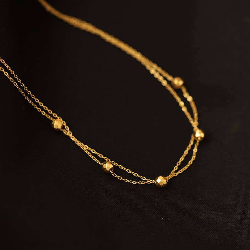 Versatile Double layered Premium Gold Bead Collar Chain 