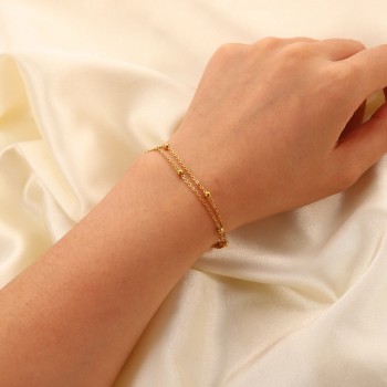 Electroplated Titanium Steel Jewelry Waterproof Double Layer Chain Bracelet