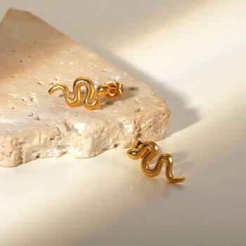 18k gold plated stainless steel snake earrings