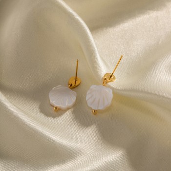 European and American retro high-end earrings natural pendant stainless steel earrings