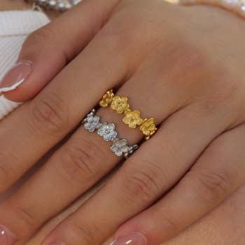C-shaped stainless steel flower ring