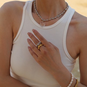 C-shaped stainless steel flower ring