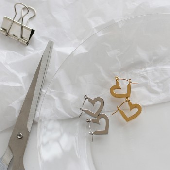Dongdaemun New Love Glossy Gold Silver Street All-Match Earrings 