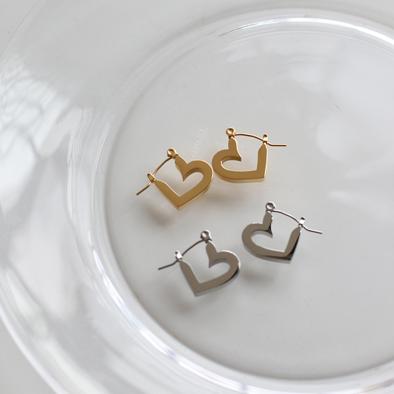 Dongdaemun New Love Glossy Gold Silver Street All-Match Earrings  