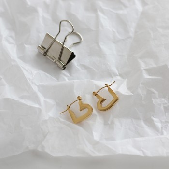 Dongdaemun New Love Glossy Gold Silver Street All-Match Earrings 