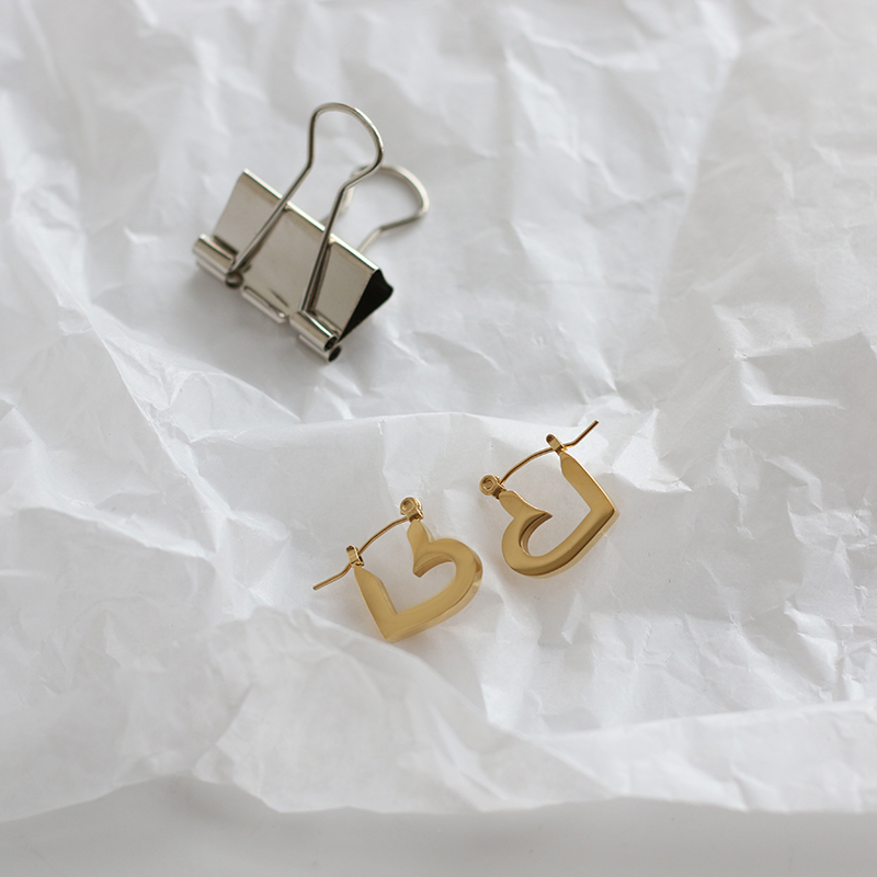 Dongdaemun New Love Glossy Gold Silver Street All-Match Earrings  