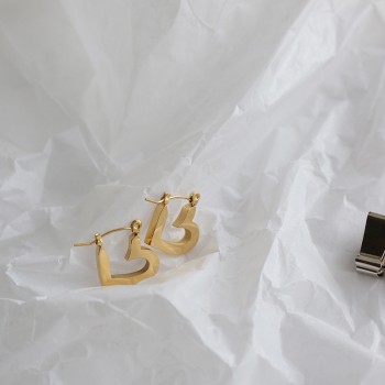 Dongdaemun New Love Glossy Gold Silver Street All-Match Earrings 