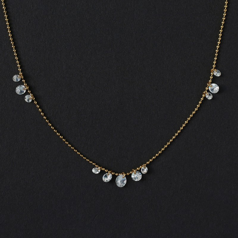 Dewdrop Zircon Flash Diamond Light Luxury Compact Necklace Clavicle Chain  