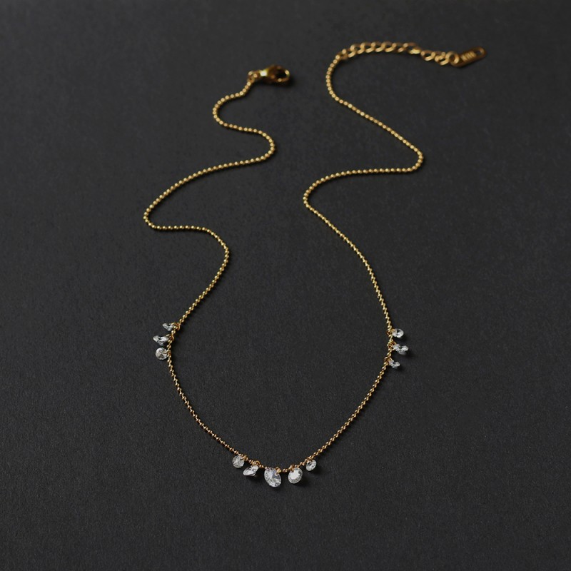 Dewdrop Zircon Flash Diamond Light Luxury Compact Necklace Clavicle Chain  