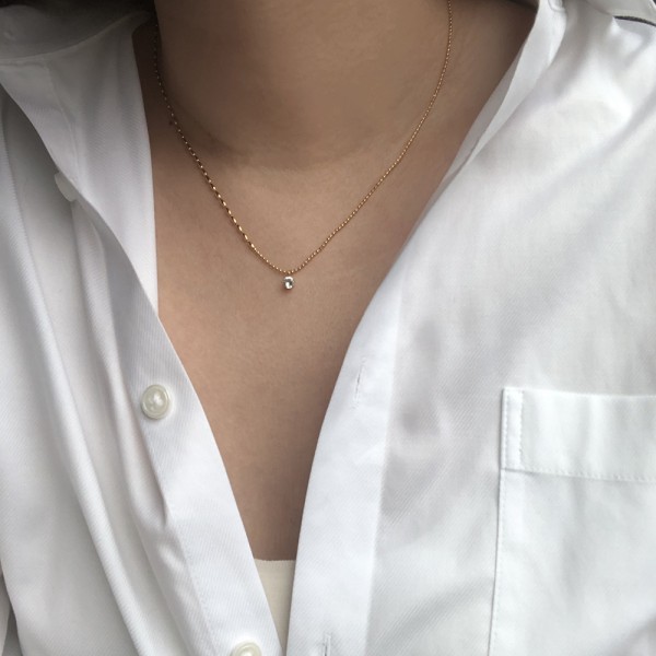 Fashionable Small Gold Bead Metal Ball Flash Diamond Claw Diamond Necklace Clavicle Chain 