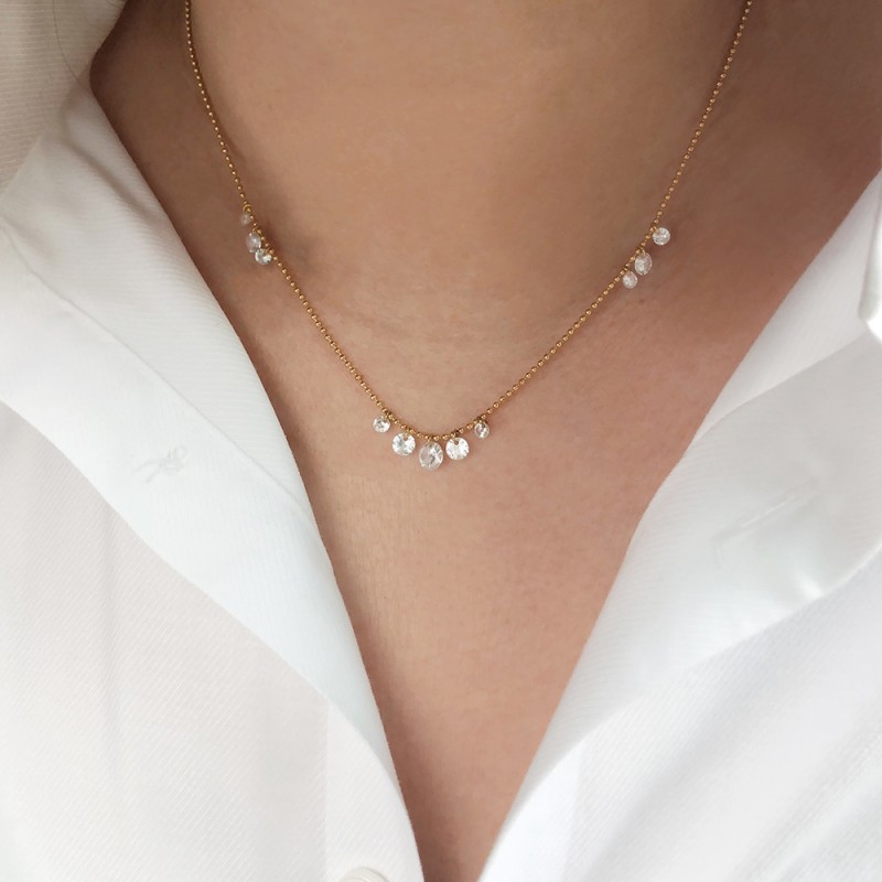 Dewdrop Zircon Flash Diamond Light Luxury Compact Necklace Clavicle Chain  